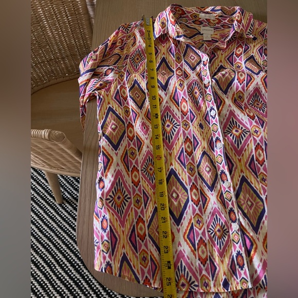 Chico’s| Boho Linen Long Sleeve Blouse, No-Iron Fabric—Size 2•••Lagenlook - Picture 15 of 16